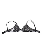 Schwarz-weißer Zebra-Print Transparenter Mesh Bralette Unterwäsche