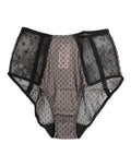 Schwarze transparente gepunktete Spitze High Waist Unterwäsche