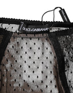 Schwarze transparente gepunktete Spitze High Waist Unterwäsche
