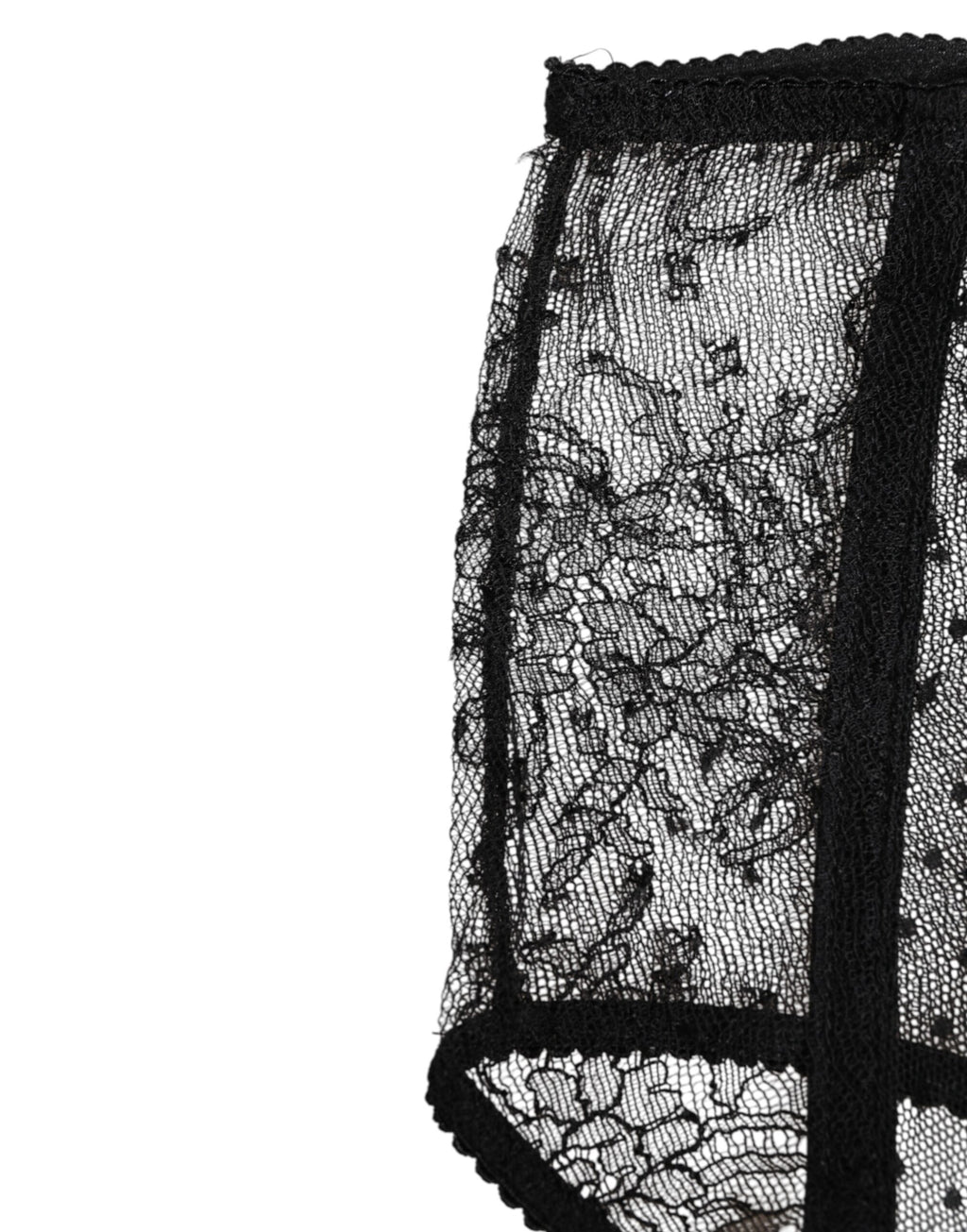 Schwarze transparente gepunktete Spitze High Waist Unterwäsche
