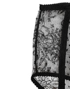 Schwarze transparente gepunktete Spitze High Waist Unterwäsche