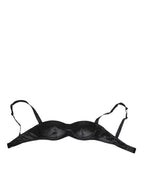 Schwarzer kabelloser BH aus Seidensatin