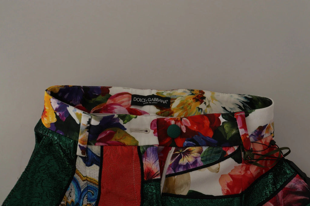 Multicolor Patchwork Jacquard Hose mit hohem Bund