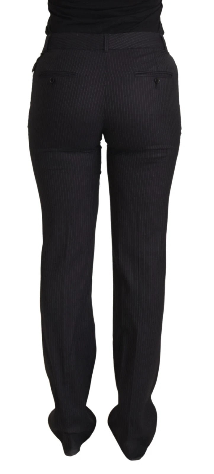 Schwarze Hosen mit mittelhohem Bund und Streifen