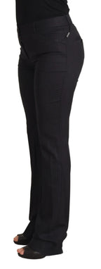 Schwarze Hosen mit mittelhohem Bund und Streifen