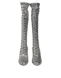 Shoes Silver Sequins Glitter High Heel Boot Shoes