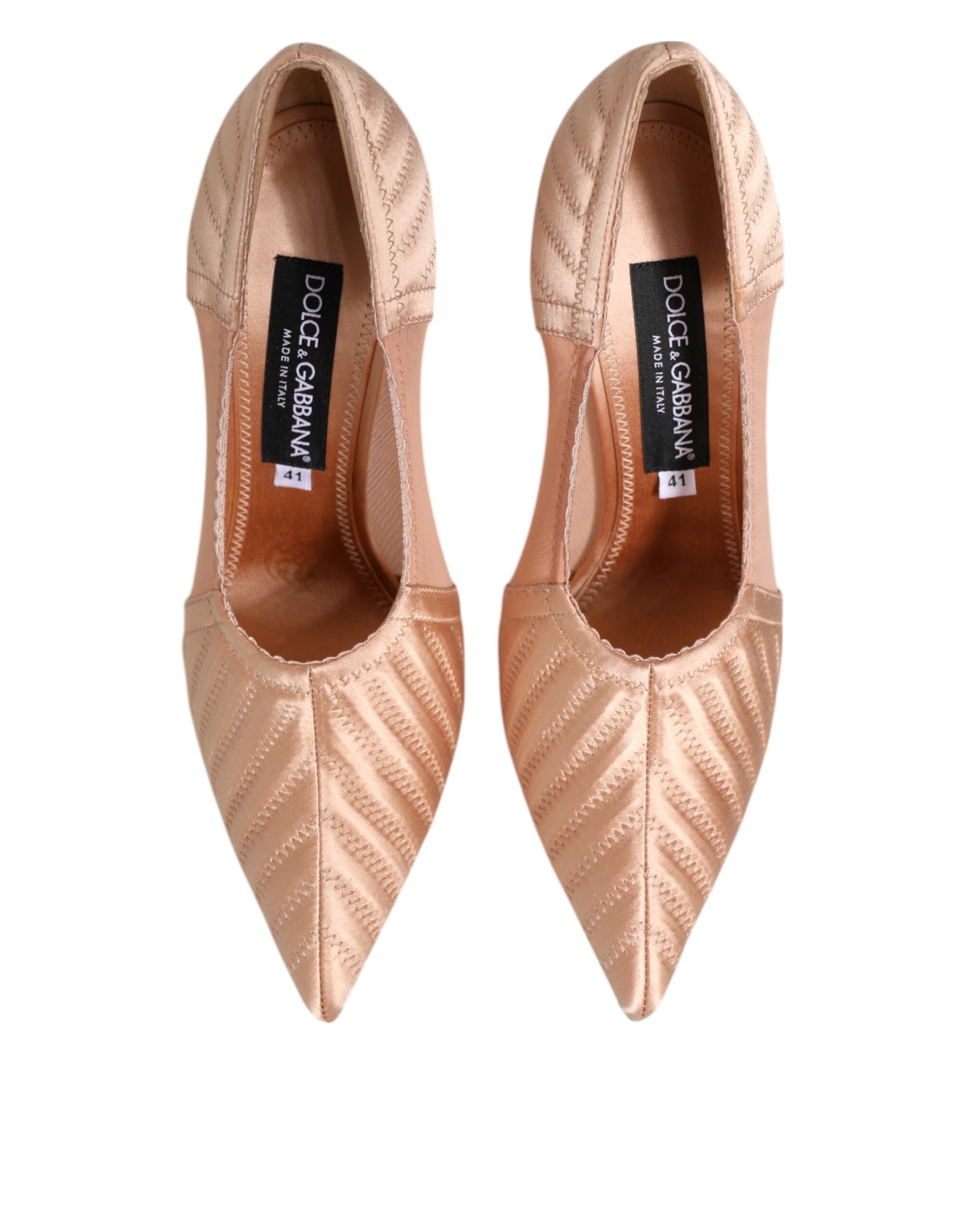 Nude Satin Mesh Stiletto Pumps
