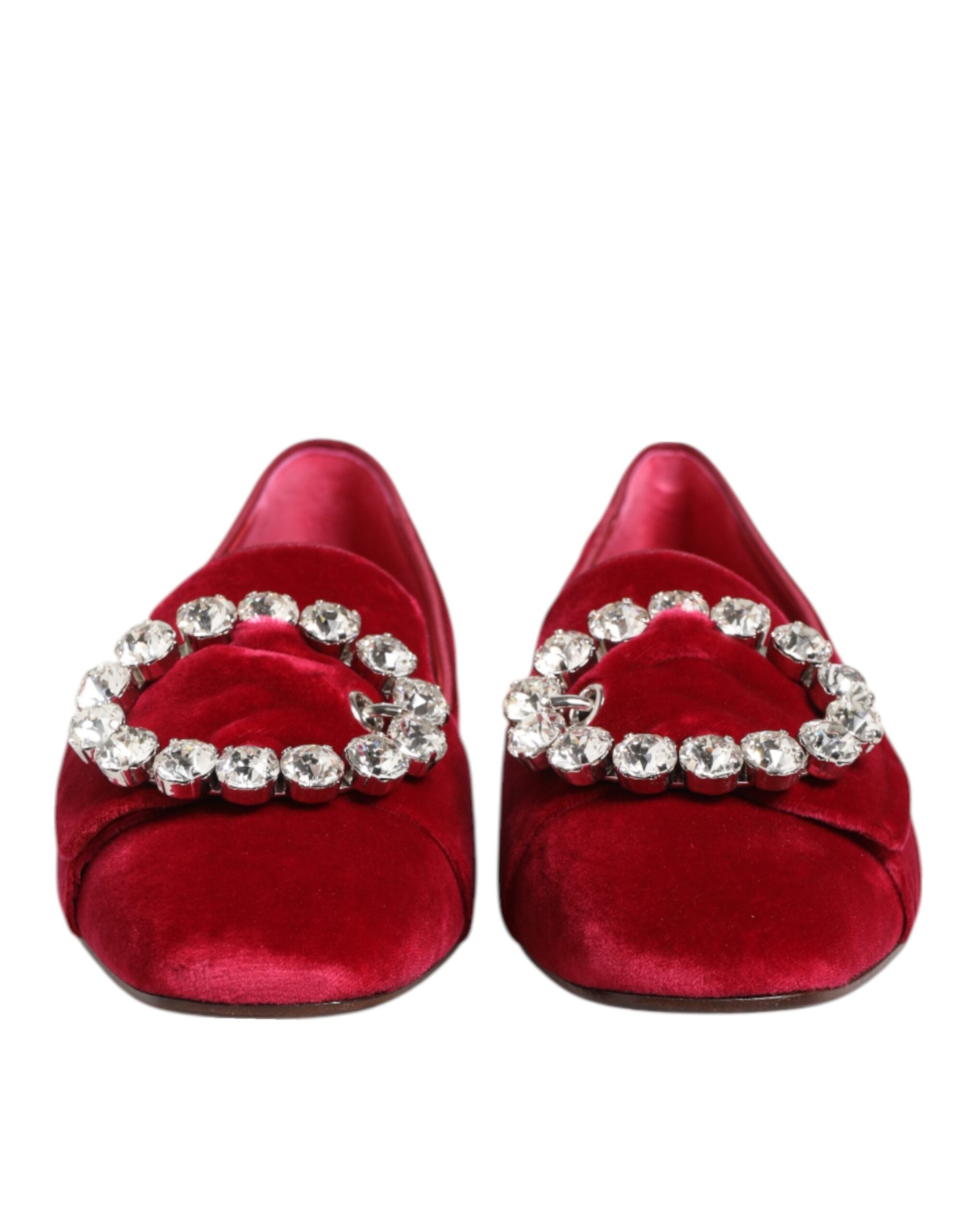 Red Velvet Crystal Schnalle Loafers Ballerinas Schuhe