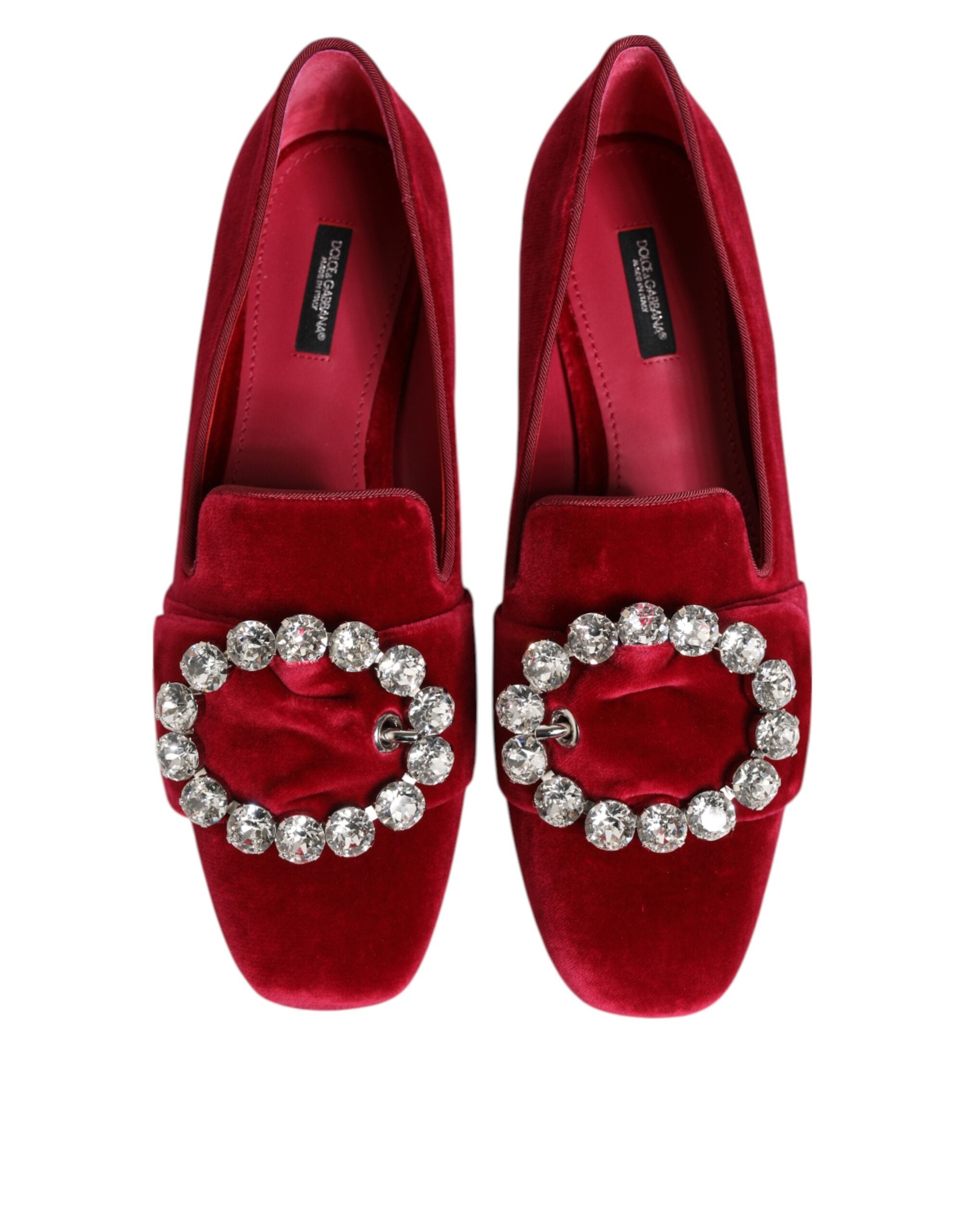 Red Velvet Crystal Schnalle Loafers Ballerinas Schuhe