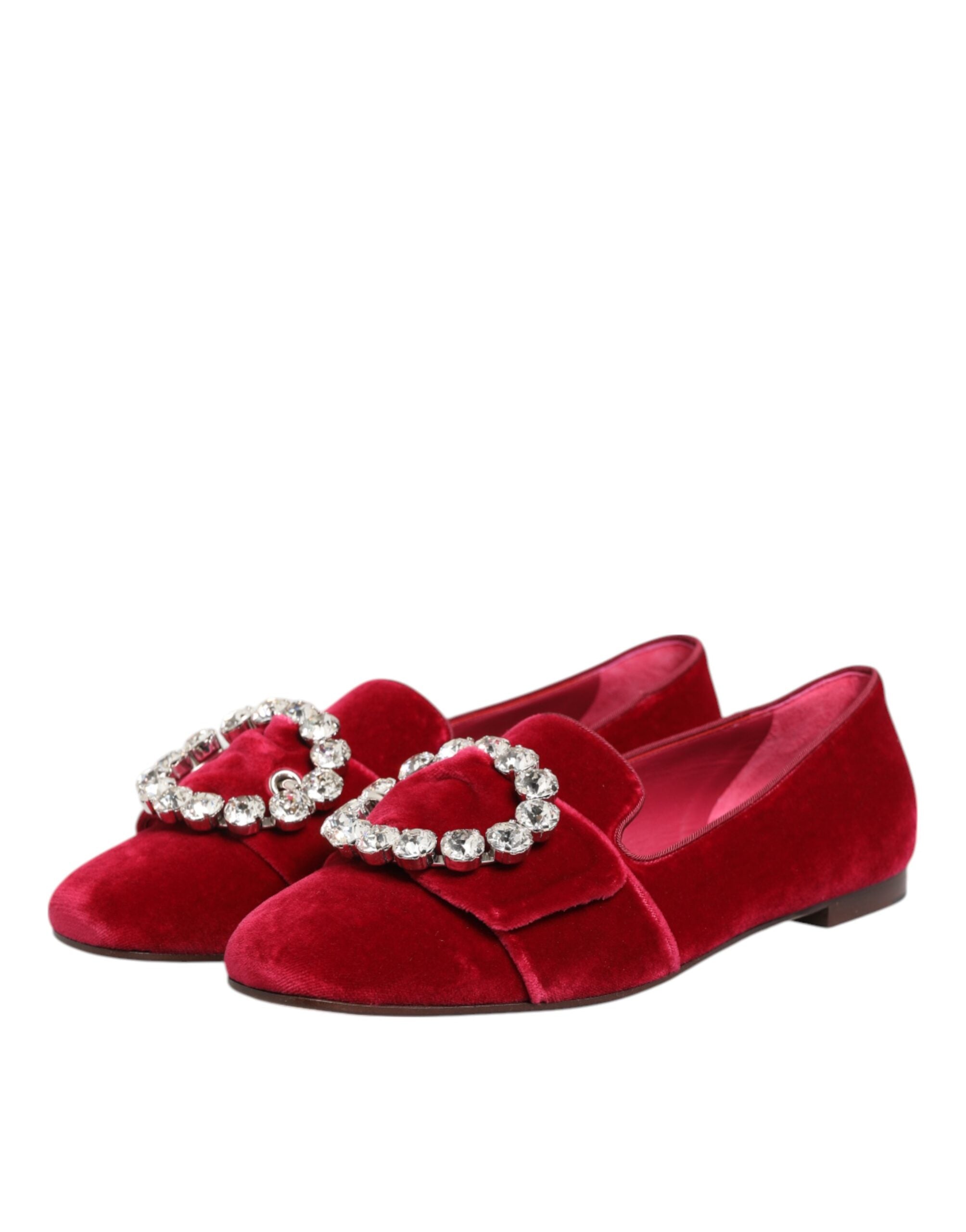 Red Velvet Crystal Schnalle Loafers Ballerinas Schuhe