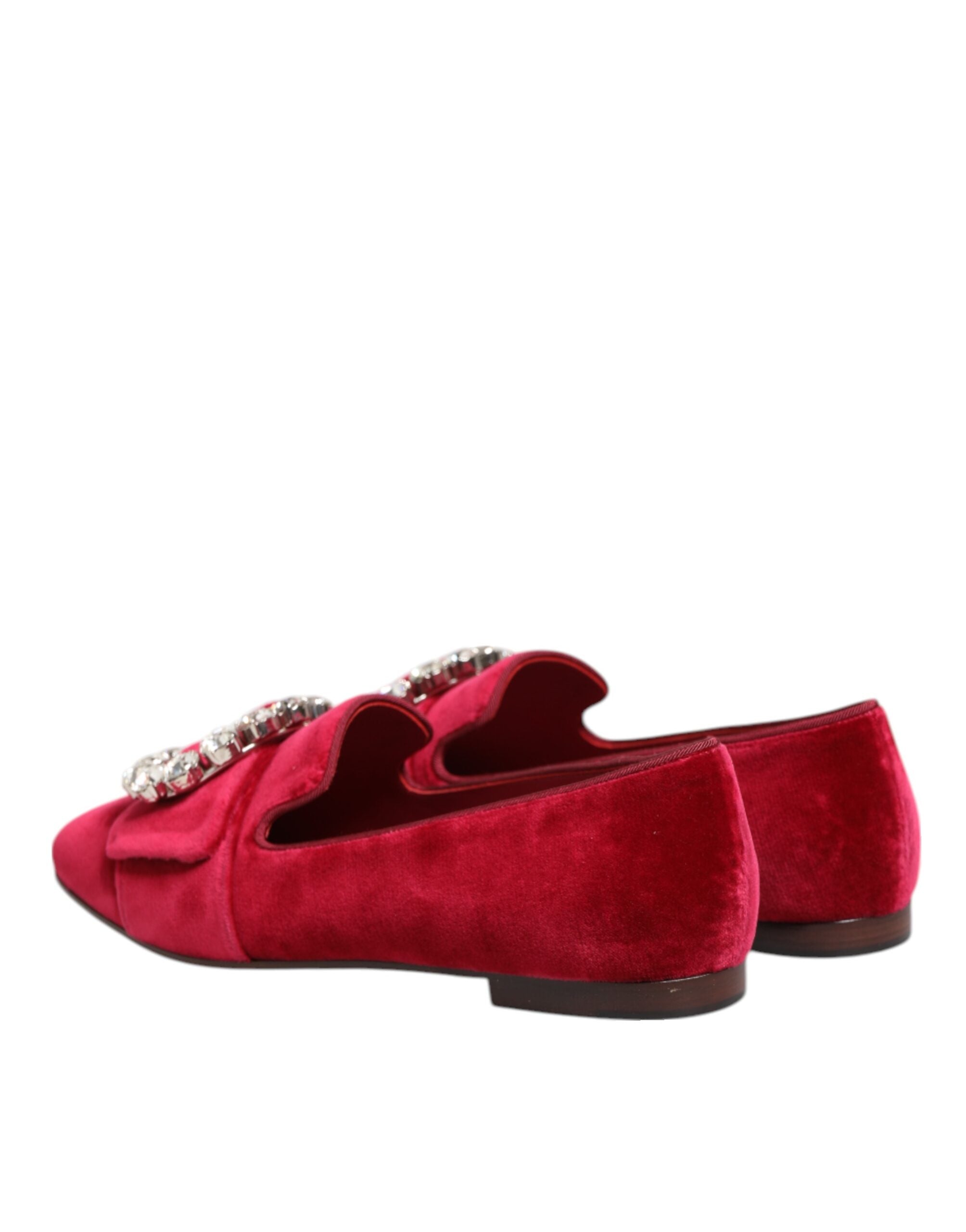 Red Velvet Crystal Schnalle Loafers Ballerinas Schuhe