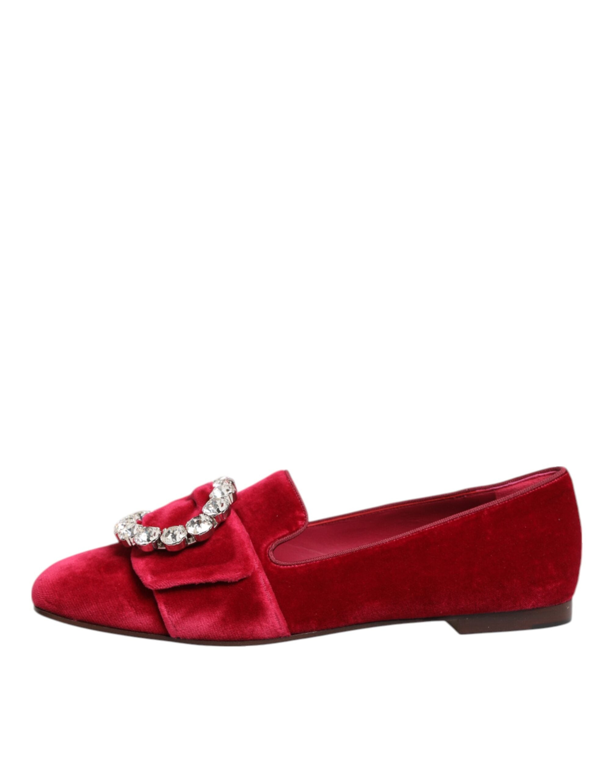 Red Velvet Crystal Schnalle Loafers Ballerinas Schuhe