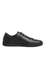 Black Leather Crystal Heart Low Top Sneakers  Shoes