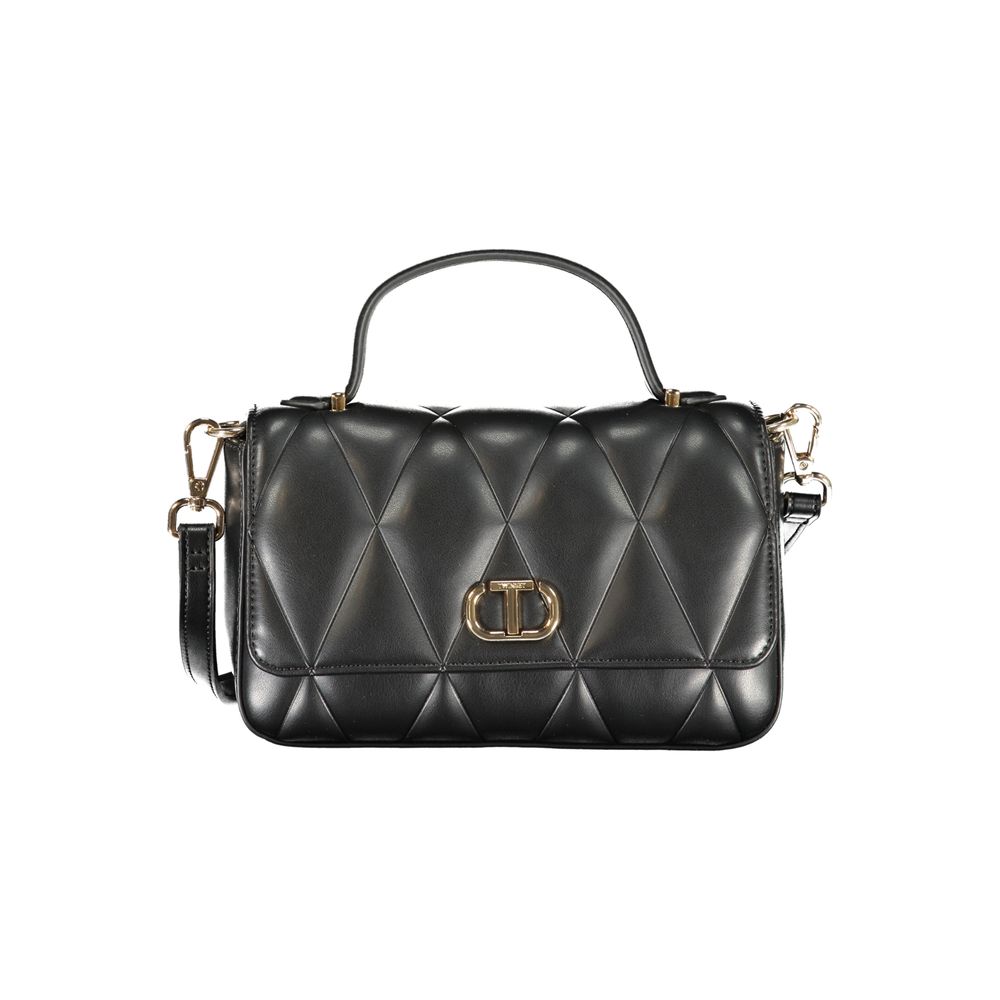 Black Polyurethane Women's Shoulder Bag