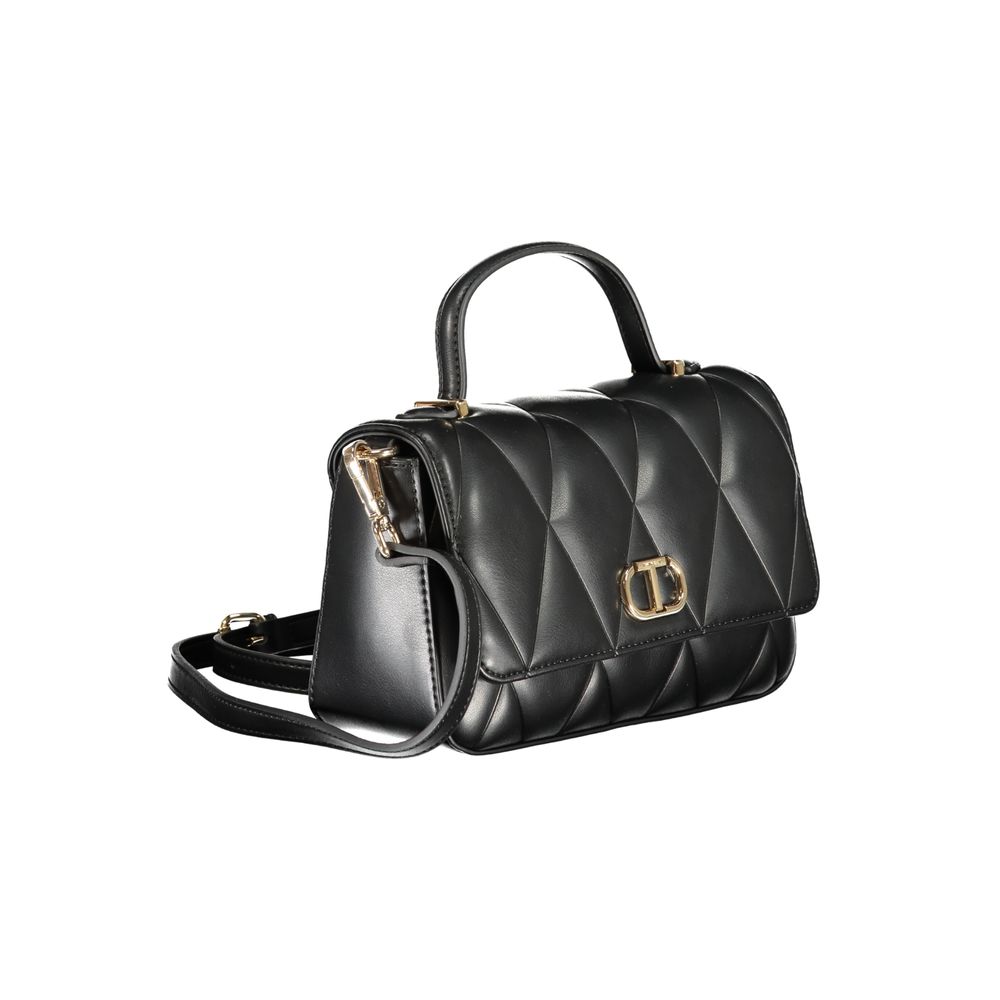 Black Polyurethane Women's Shoulder Bag