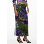 Verde Polyester Women Skirt with Elastic Waist