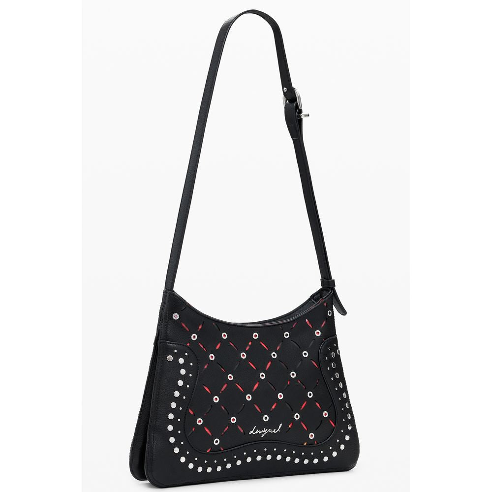 Schwarze Damen-Schultertasche aus Polyurethan