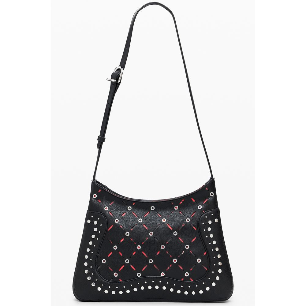 Schwarze Damen-Schultertasche aus Polyurethan