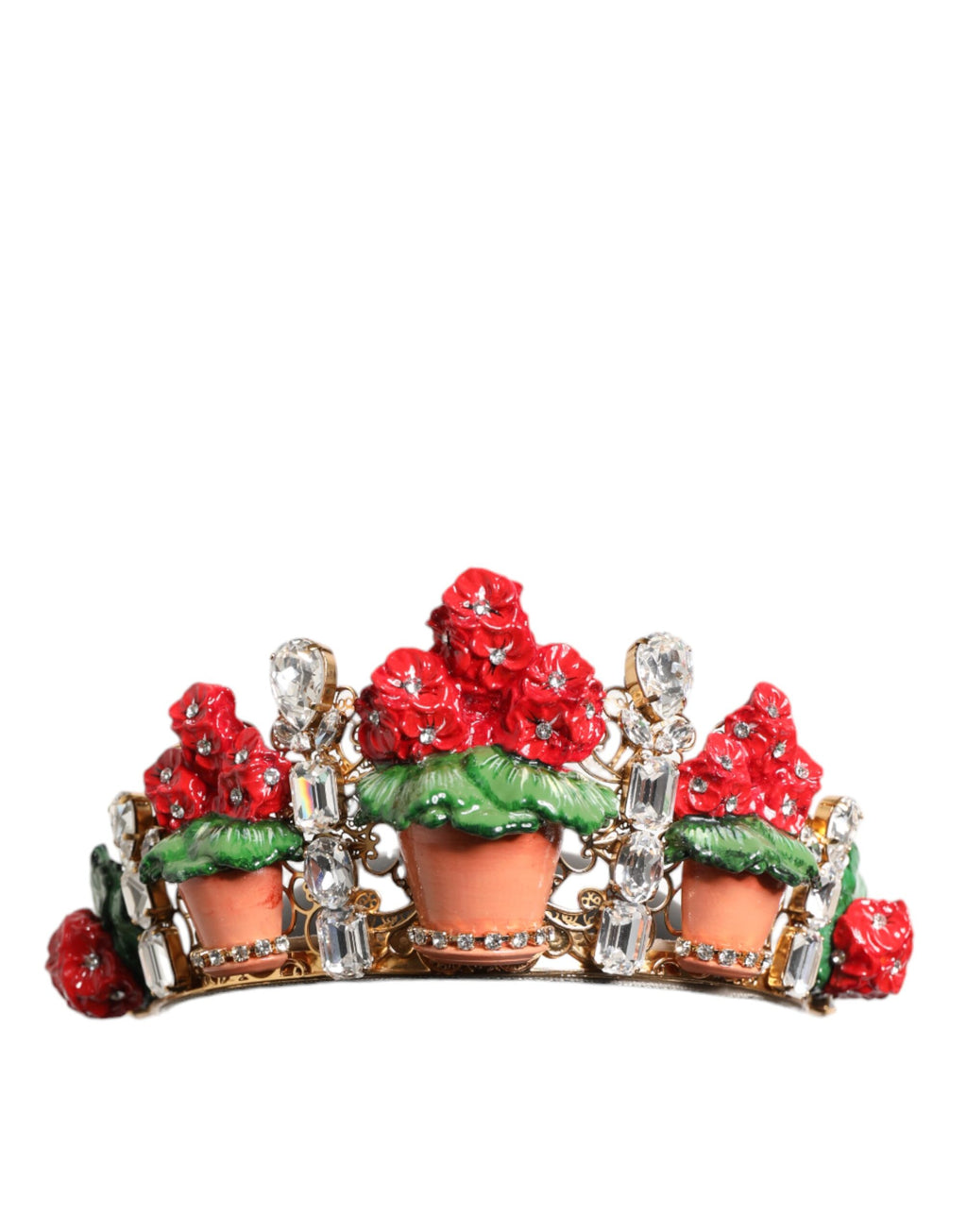 Rot Blumen Blumentopf Kristall Gold Krone Tiara Haarband