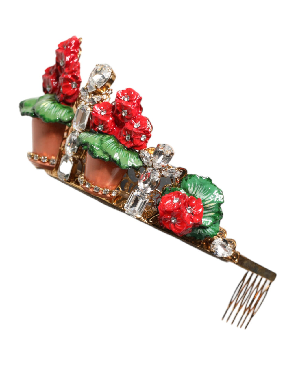 Rot Blumen Blumentopf Kristall Gold Krone Tiara Haarband