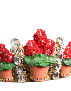 Rot Blumen Blumentopf Kristall Gold Krone Tiara Haarband