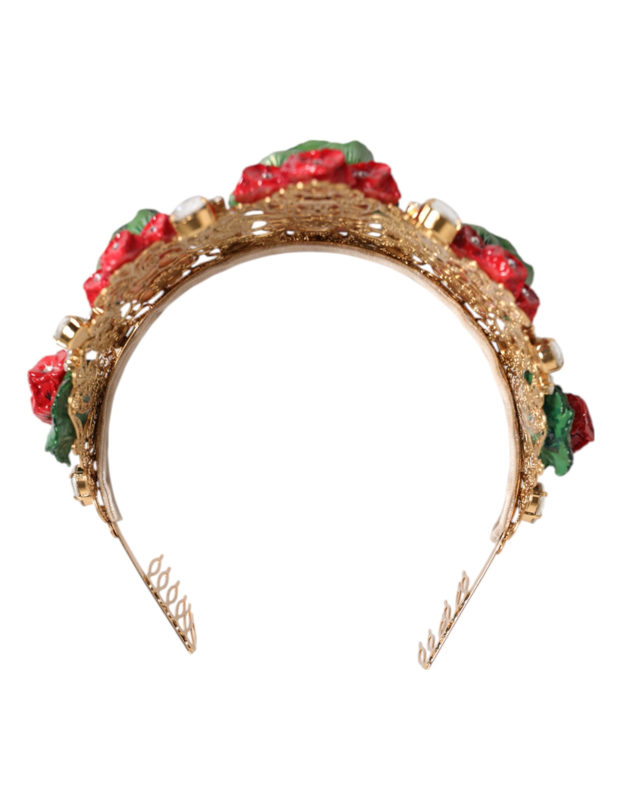 Rot Blumen Blumentopf Kristall Gold Krone Tiara Haarband