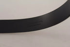 Calf Leather Silver Tone Black Metal Buckle Belt