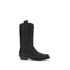 Black Recycled Leather Lace-Up Boots