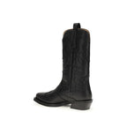 Black Recycled Leather Lace-Up Boots