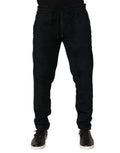 Schwarze Baumwoll-Logo Herren Jogginghose Trainingshose Hose