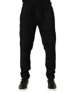 Schwarze Baumwoll-Logo Herren Jogginghose Trainingshose Hose