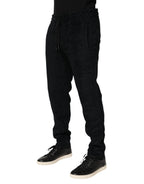 Schwarze Baumwoll-Logo Herren Jogginghose Trainingshose Hose