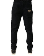 Schwarze Baumwoll-Logo Herren Jogginghose Trainingshose Hose