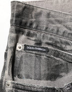 Black Grey Graphic Print Denim Pants Jeans