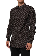 BrownFloral Collared GOLD Formal Dress Shirt