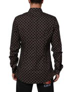 BrownFloral Collared GOLD Formal Dress Shirt