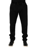 Schwarze Baumwoll-Regular-Denim-Herrenjeans