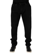 Schwarze Baumwoll-Regular-Denim-Herrenjeans