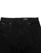 Schwarze Baumwoll-Regular-Denim-Herrenjeans