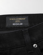Schwarze Baumwoll-Regular-Denim-Herrenjeans