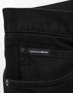 Schwarze Baumwoll-Regular-Denim-Herrenjeans