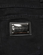 Schwarze Baumwoll-Regular-Denim-Herrenjeans