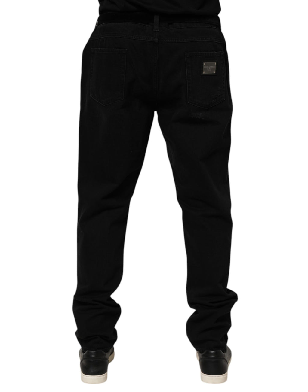 Schwarze Baumwoll-Regular-Denim-Herrenjeans