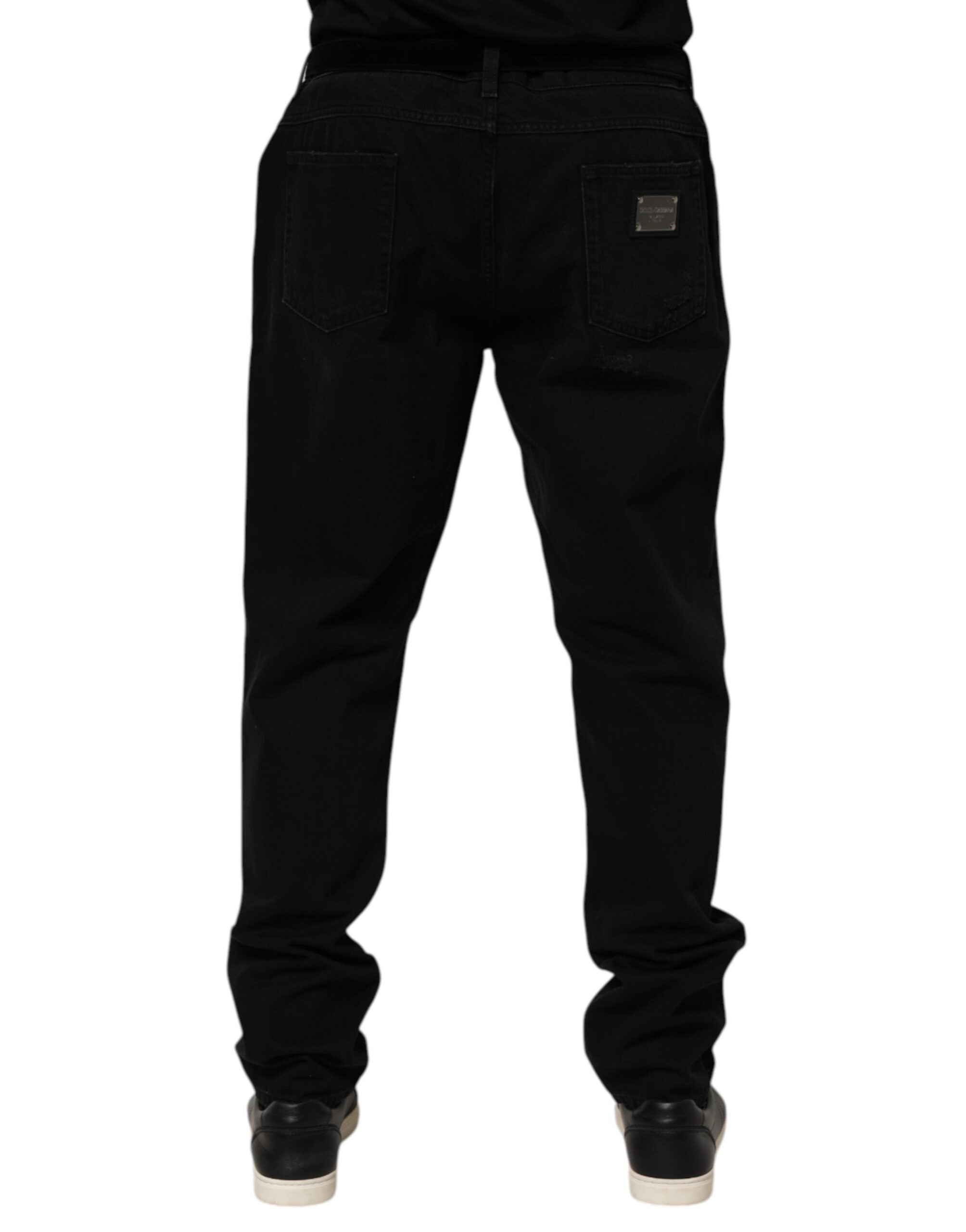 Schwarze Baumwoll-Regular-Denim-Herrenjeans