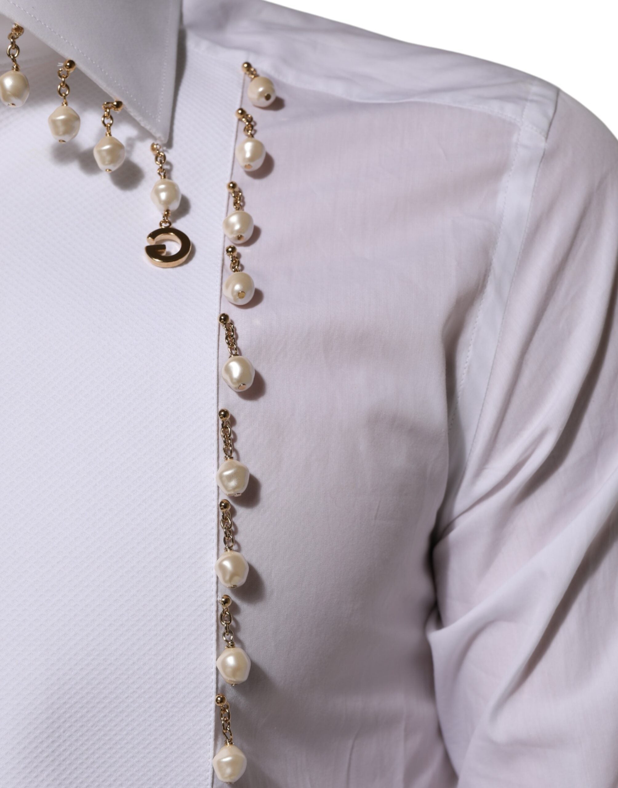 Weißes Baumwollhemd DG Logo Perle GOLD Formal
