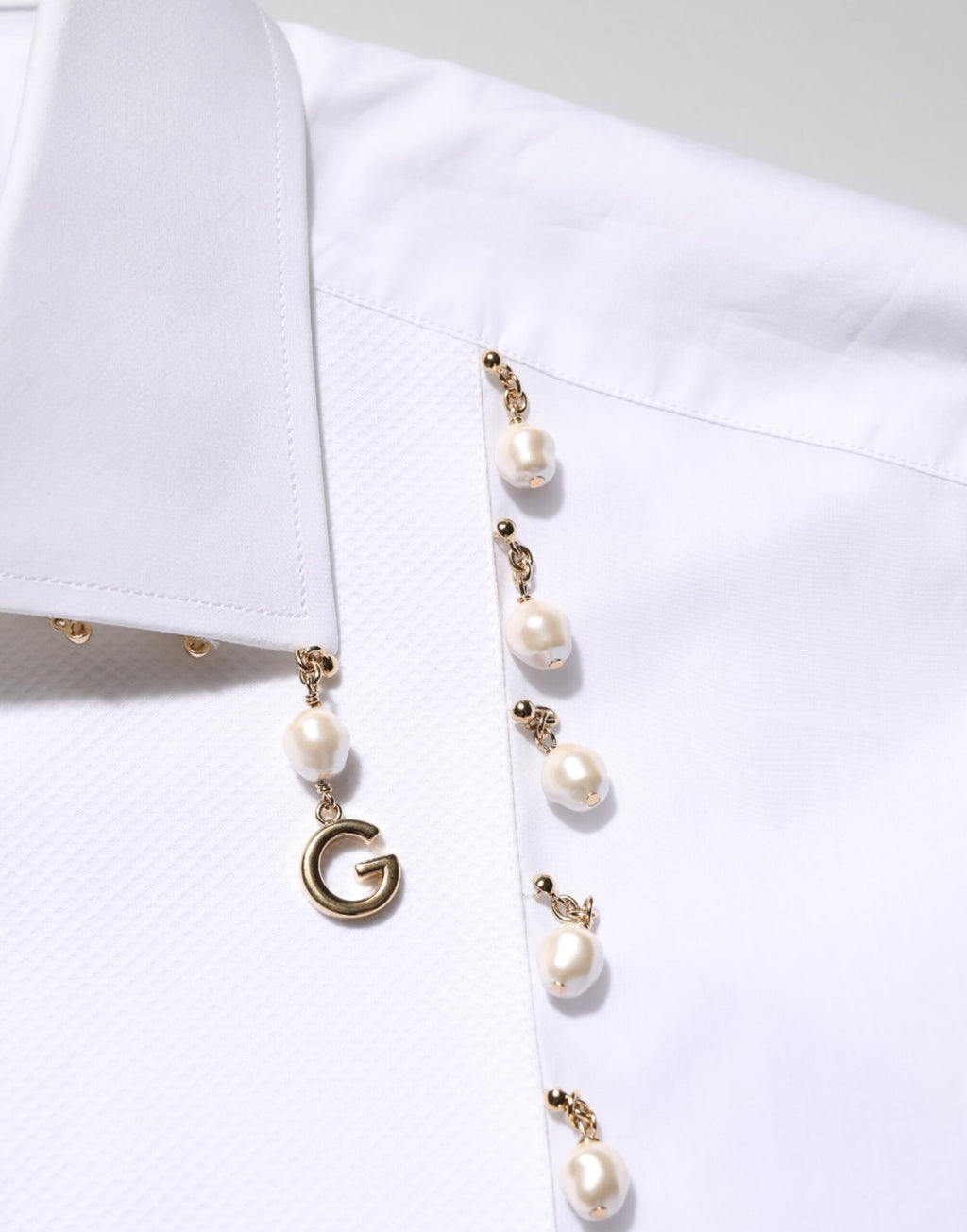 Weißes Baumwollhemd DG Logo Perle GOLD Formal