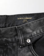 Black Marbled Effect Straight Men Denim Jeans