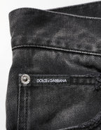 Black Marbled Effect Straight Men Denim Jeans