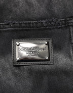 Black Marbled Effect Straight Men Denim Jeans