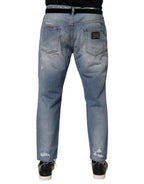 Blue Distressed Ripped Denim Trouser Jeans